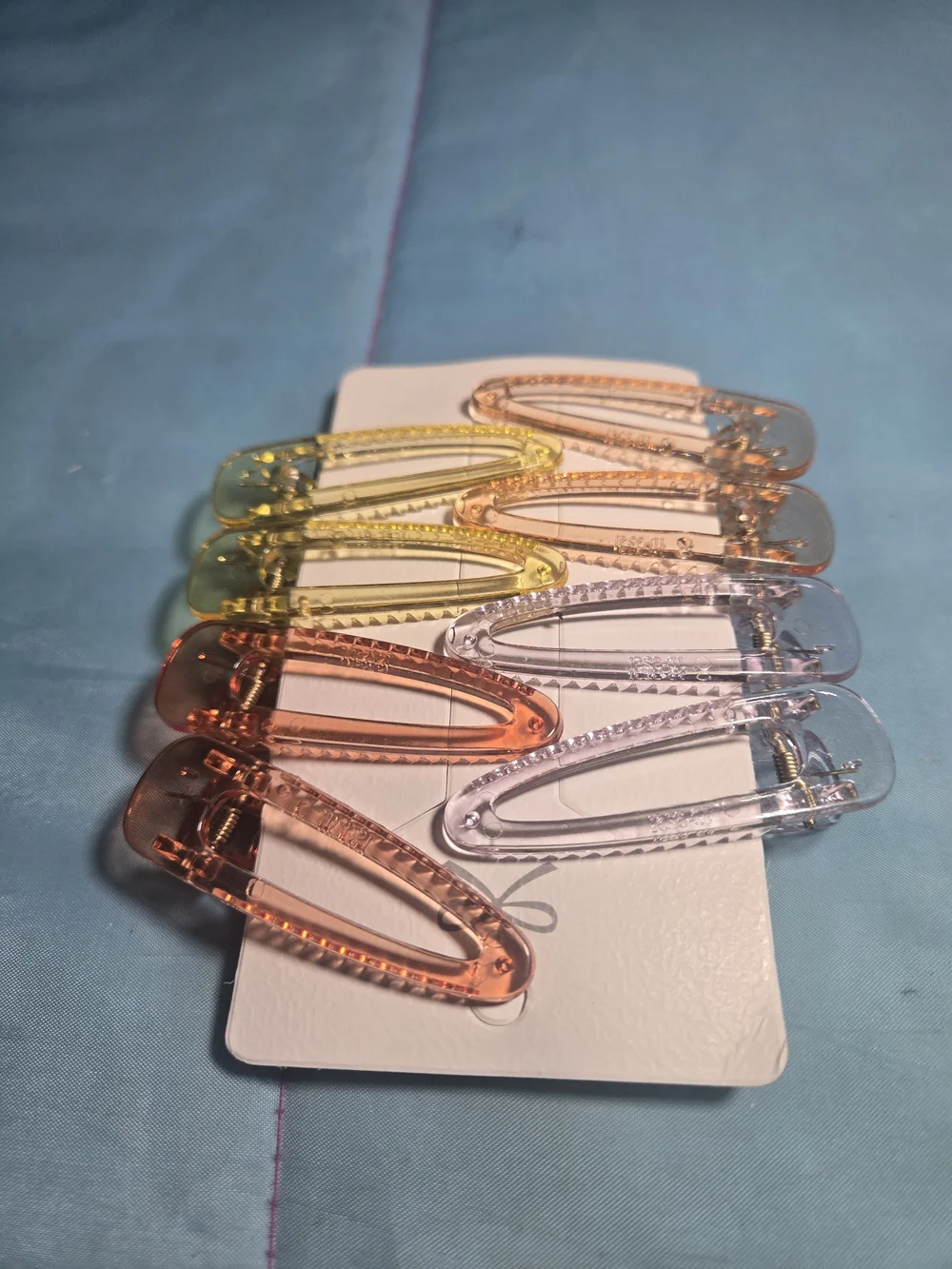 Acrylic Resin Triangle Clear Transparent Candy Colorful Hair Clips Set Of 8 New